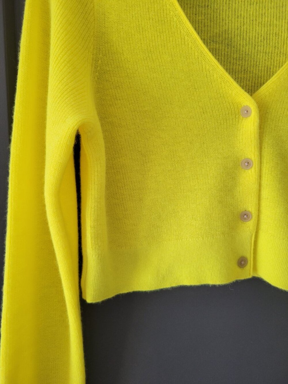 J. Crew Cashmere Yellow Cropped Cardigan Size M - Picture 5 of 9